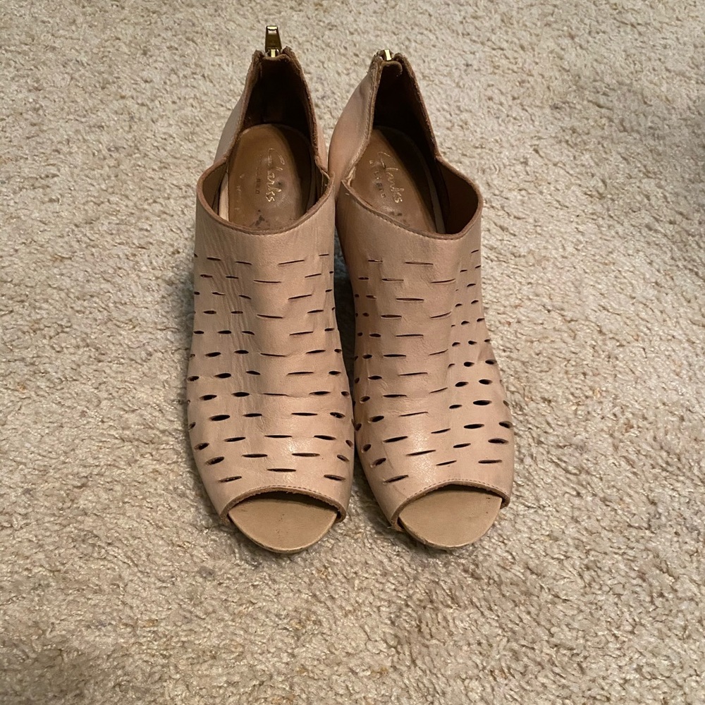 Clarks peep toe booties